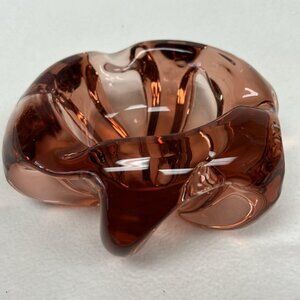 Vintage MURANO  heavy pink art  glass cigar ashtray / trinket / candle holder